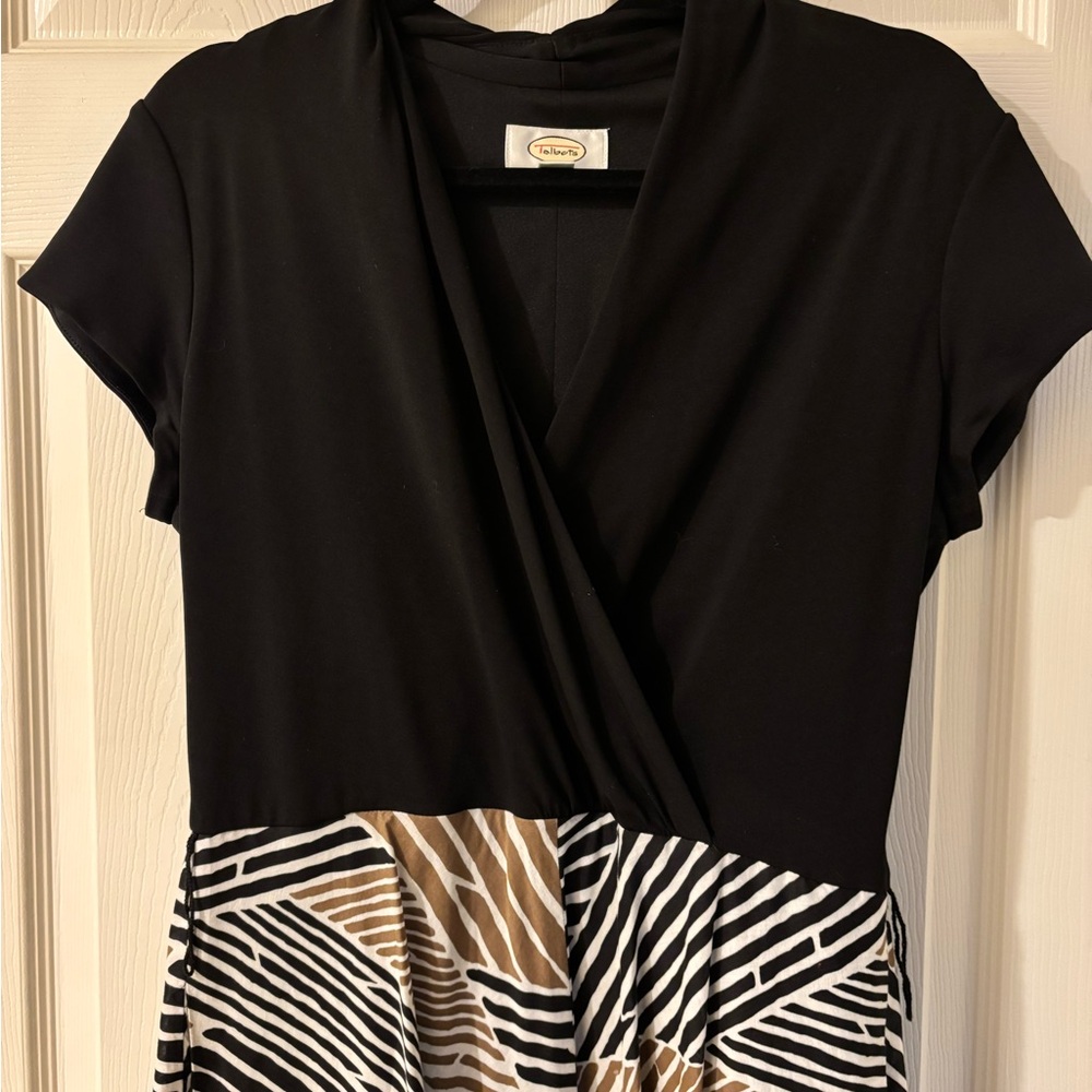 Talbots Black and Tan Patterned Maxi Dress Size 12 - Picture 3 of 11